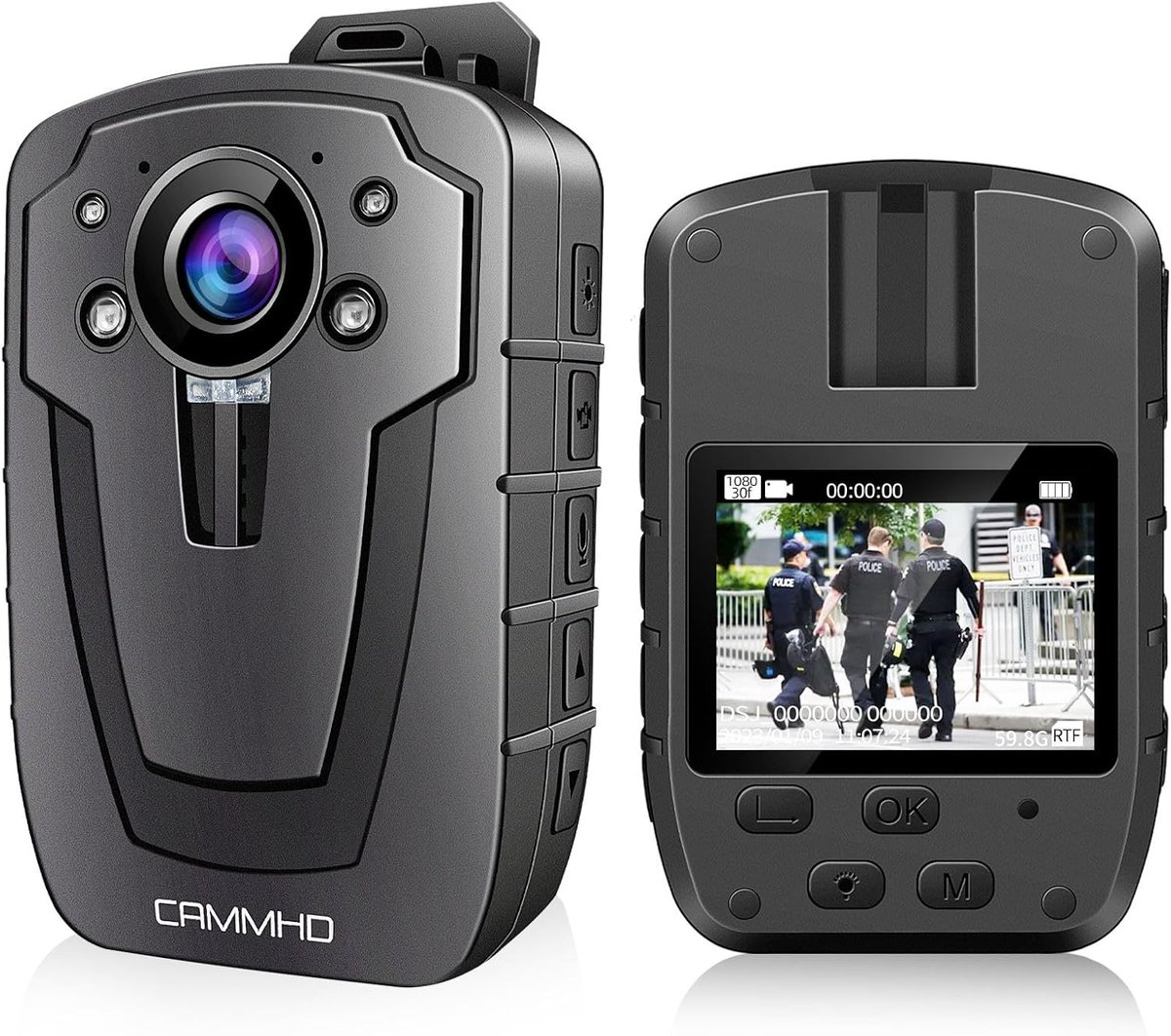 CAMMHD C8-64GB 1296P Body Cam 4000mAh Battery 16 Hours Portable Audio and Video Bodycam 170° Wide Angle Police Body - ShopVlot