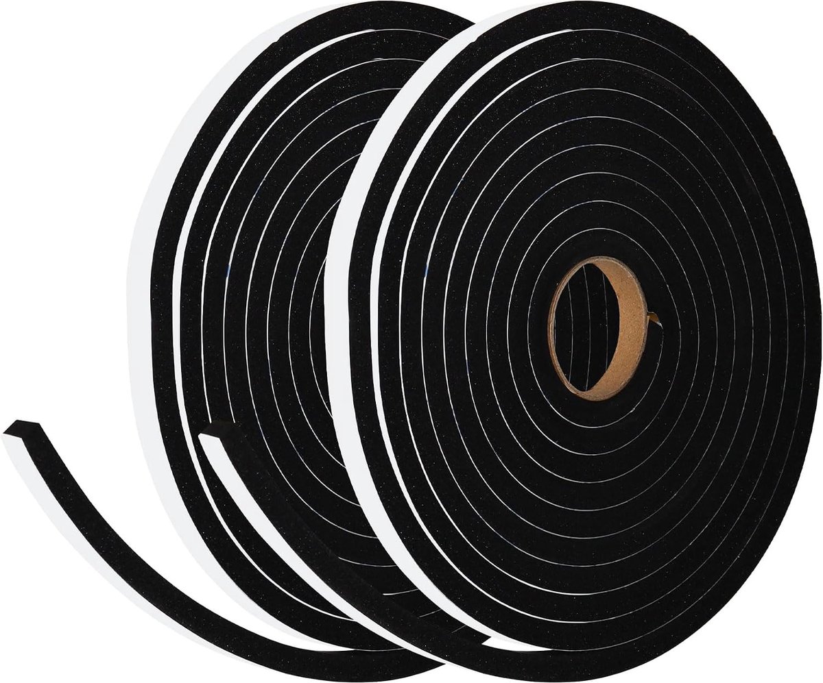 2 rollen zelfklevende weerstriptape, 12 mm breedte x 10 mm dikte x 5 m lengte, gesloten cel neopreen rubberen - ShopVlot