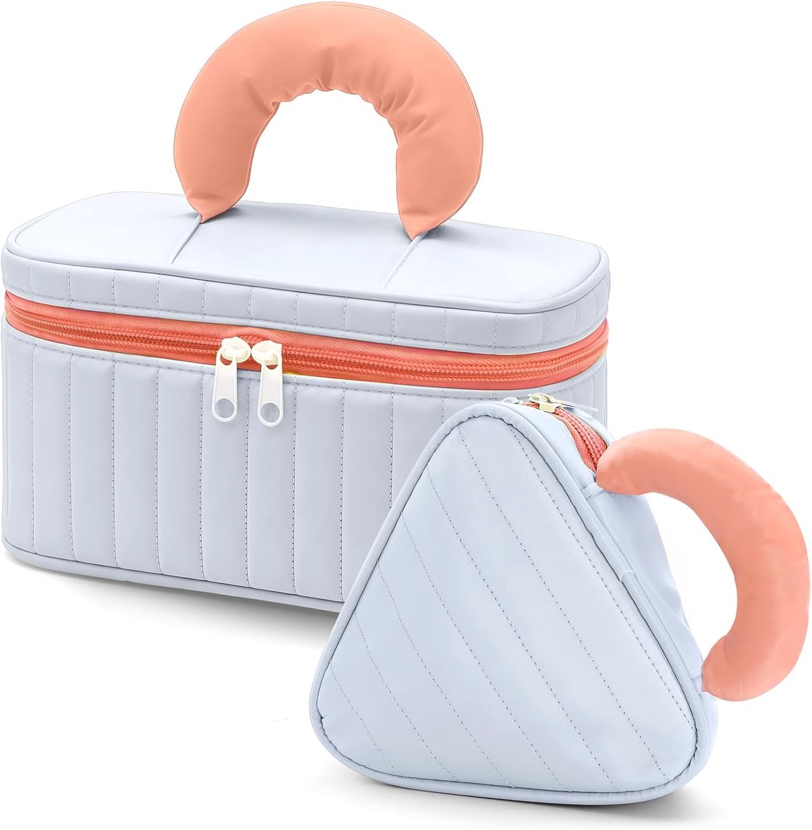 2 stuks make-uptas voor dames, make-uptas voor op reis, gewatteerd, make-uptasset, draagbare make-uptas, toilettas - ShopVlot