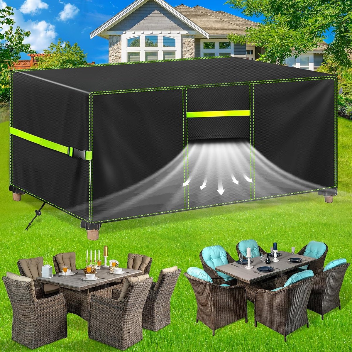 Waterproof Garden Furniture Cover,180x120x74cm,Winter Resistant Garden Furniture Protective Cover, 420D Oxford - ShopVlot