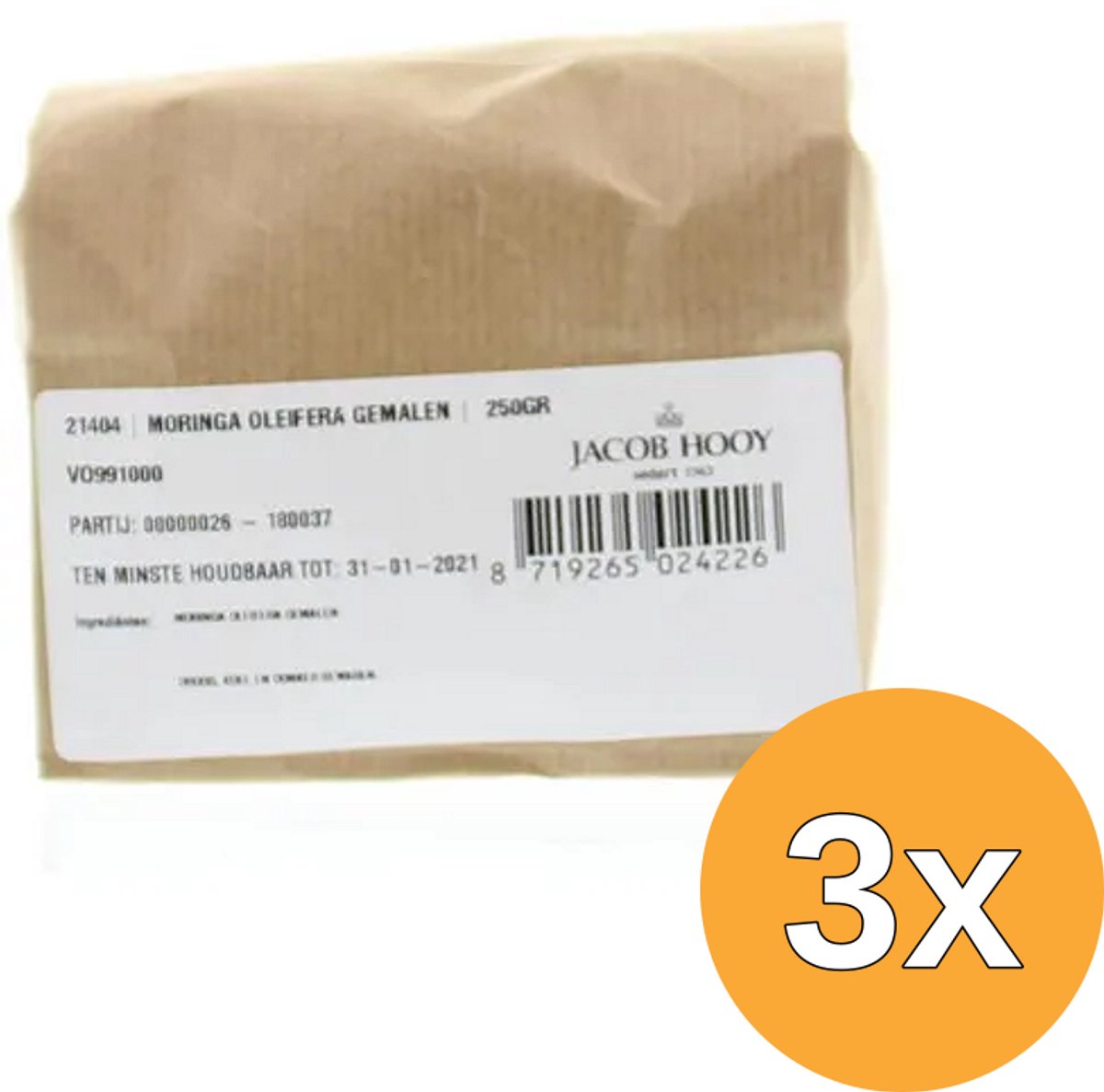 3x Jacob Hooy Moringa Oleifera Gemalen (250 gr)