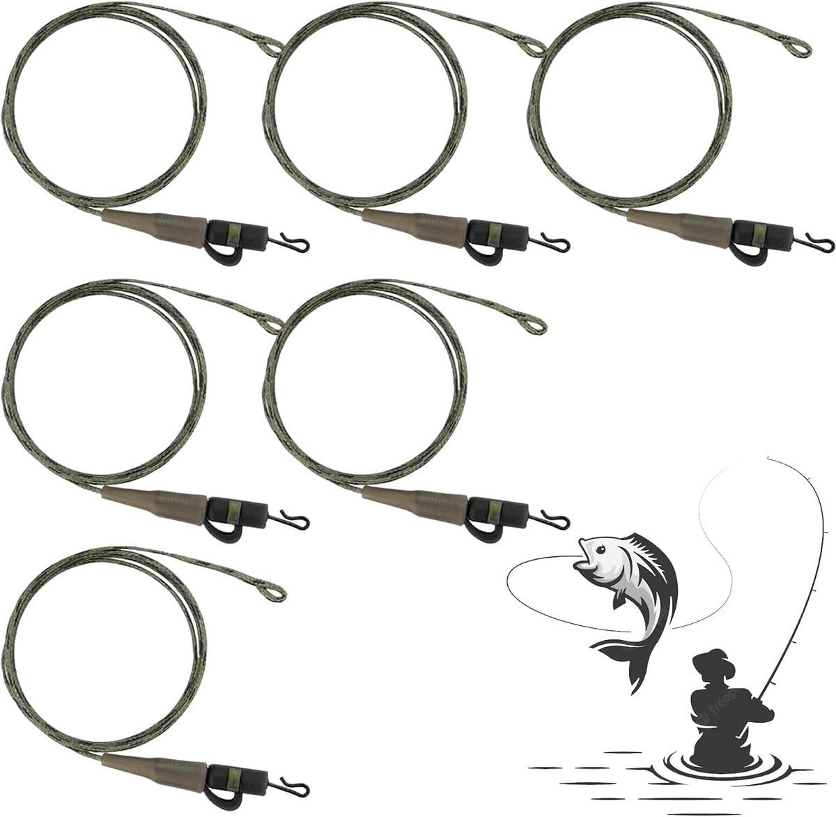 Leader Clips, Carp Fishing Hooks Carp Fishing Inline Rig for Carp Fishing Accessories (70cm, 45lbs) - ShopVlot