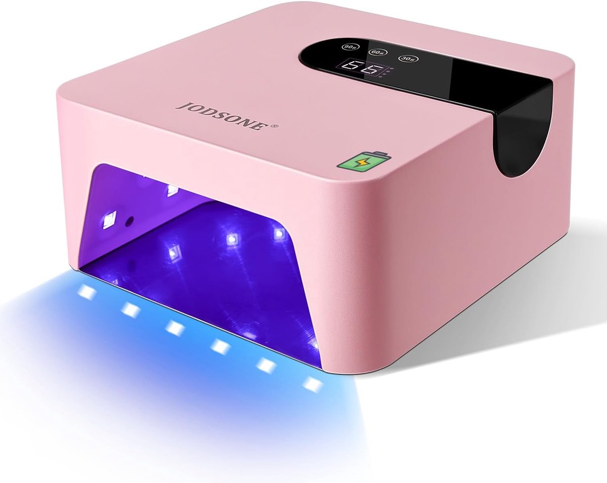 JODSONE U V Mini Nagellamp, oplaadbaar, draagbaar, met 3 timers en LCD-display voor nageldroger, gel, roze - ShopVlot