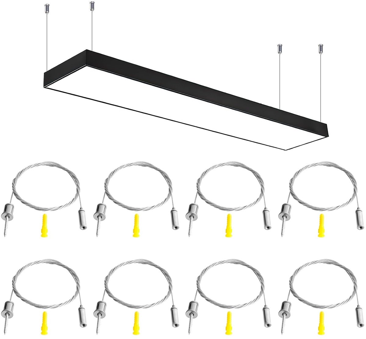 Pack of 8 Cable Hangers Installation Kit 1.5 mm x 2 m Adjustable Rope Suspension Ceiling Suspension Wire Rope Hanging - ShopVlot