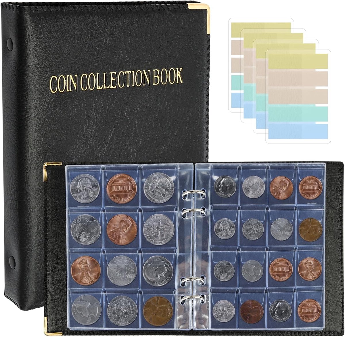 UMILKI Coin Album,Coin Album 2 Euro,Coin Collection for 360 Coins with 2 Sizes,Coin Storage Album with 400 PVC - ShopVlot