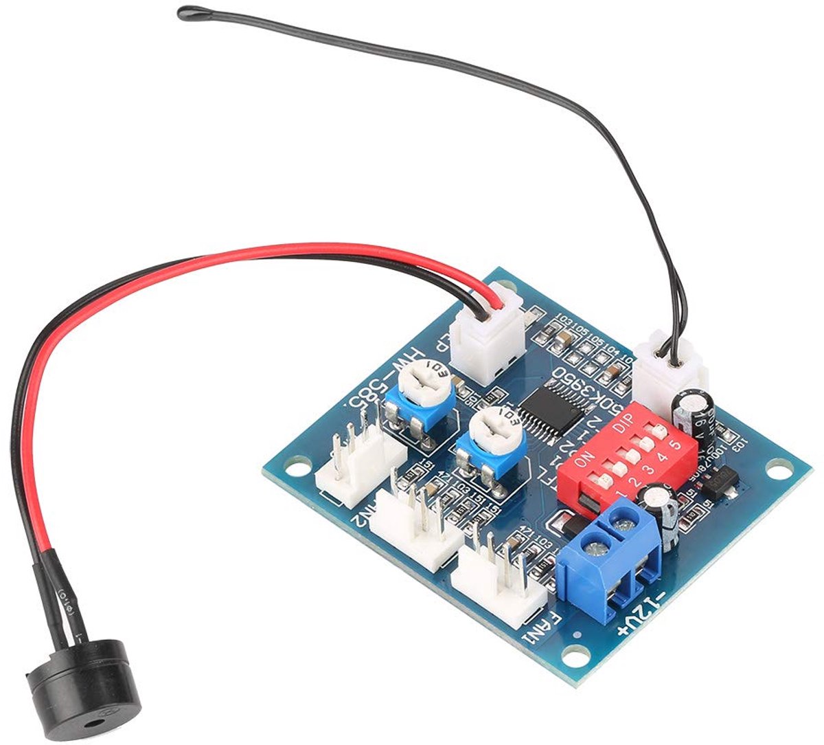 PWM Fan Speed Controller Module Four Wires DC 12V Thermostat (Motherboard + Small Speaker + Probe) - ShopVlot