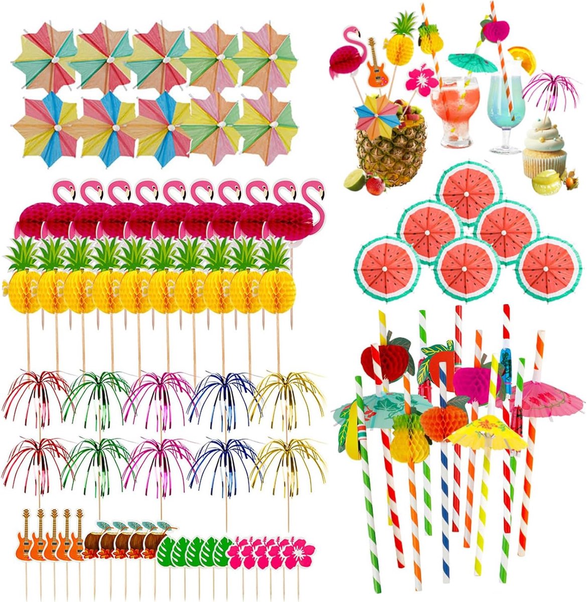 Cocktail Decoration, 90 Pieces Cocktail Umbrellas, Cocktail Straws, Cocktail Decoration, Fireworks, Cocktail Party - ShopVlot