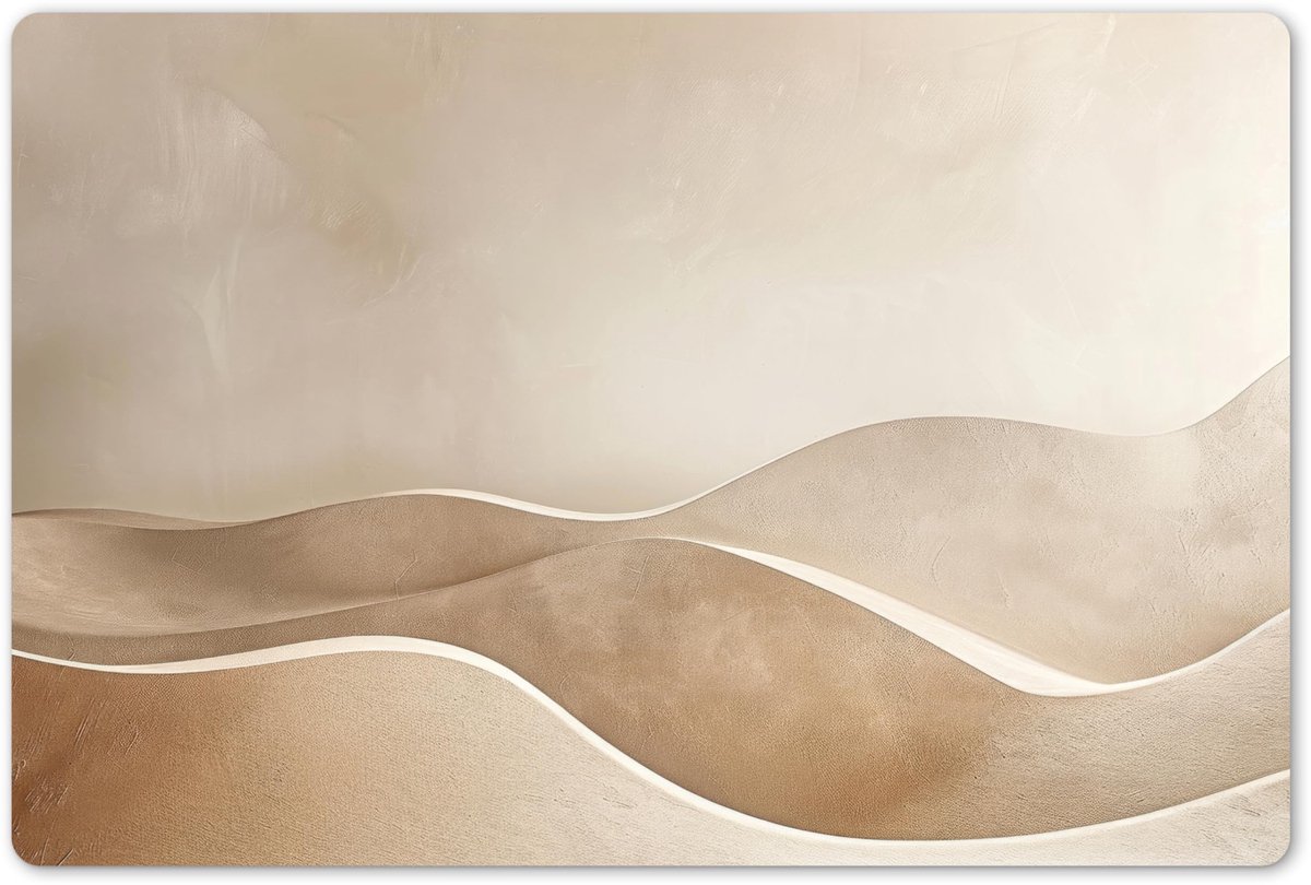 Famanu – Tafelmatten set van 6 stuks, 45x30 cm, afwasbaar en antislip, vinyl onderlegger voor eettafel, beige en abstract design