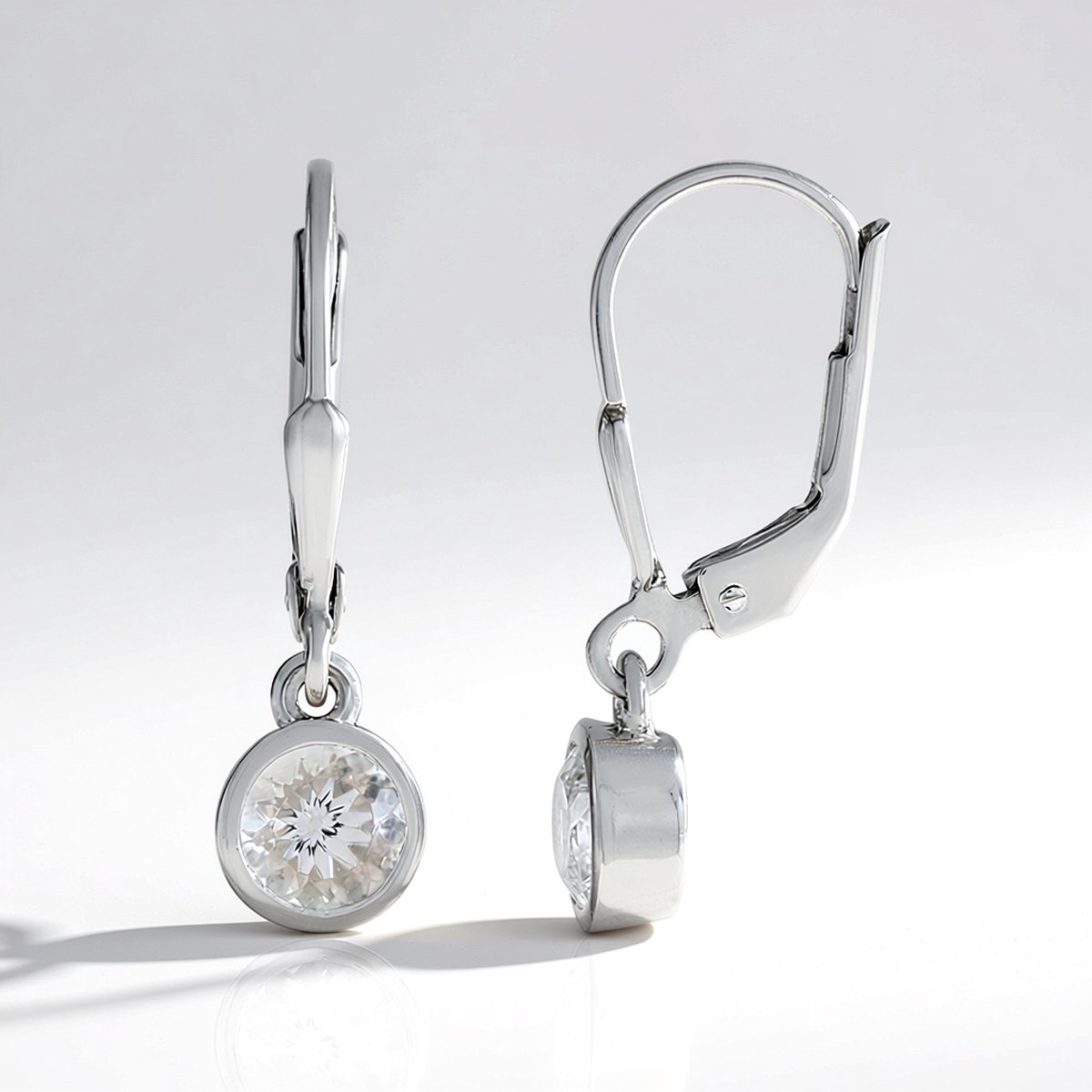 Cavill - Zilveren Oorbellen met 0,94 ct Mexicaanse Danburiet - 925 Sterling Zilver - Platina Verguld - Ronde Edelsteen Bezel - Elegante Damessieraden