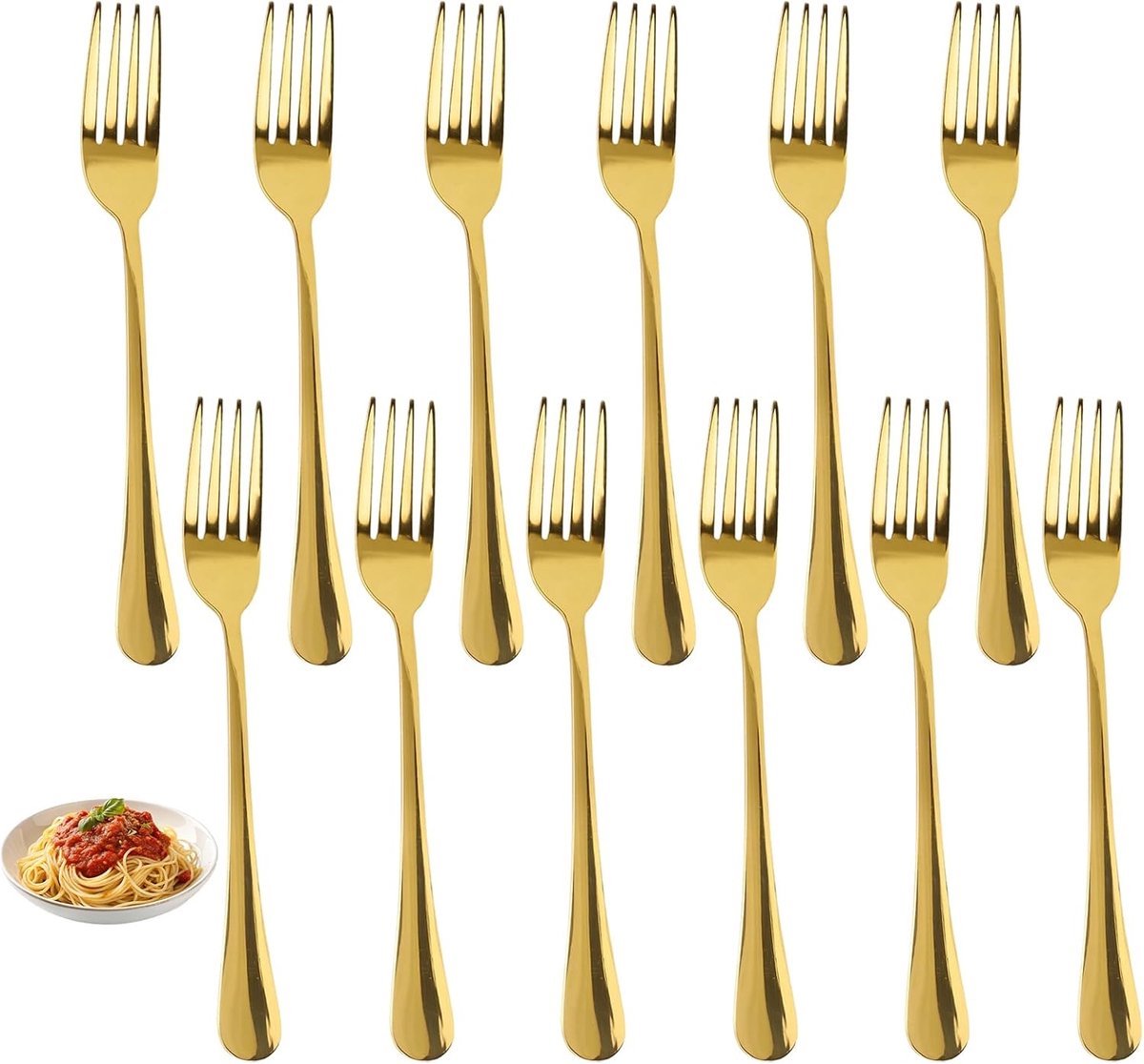 12 stuks tafelvorken, 19 cm gouden dessertvorken, taartvorken, fruitvorken - ShopVlot