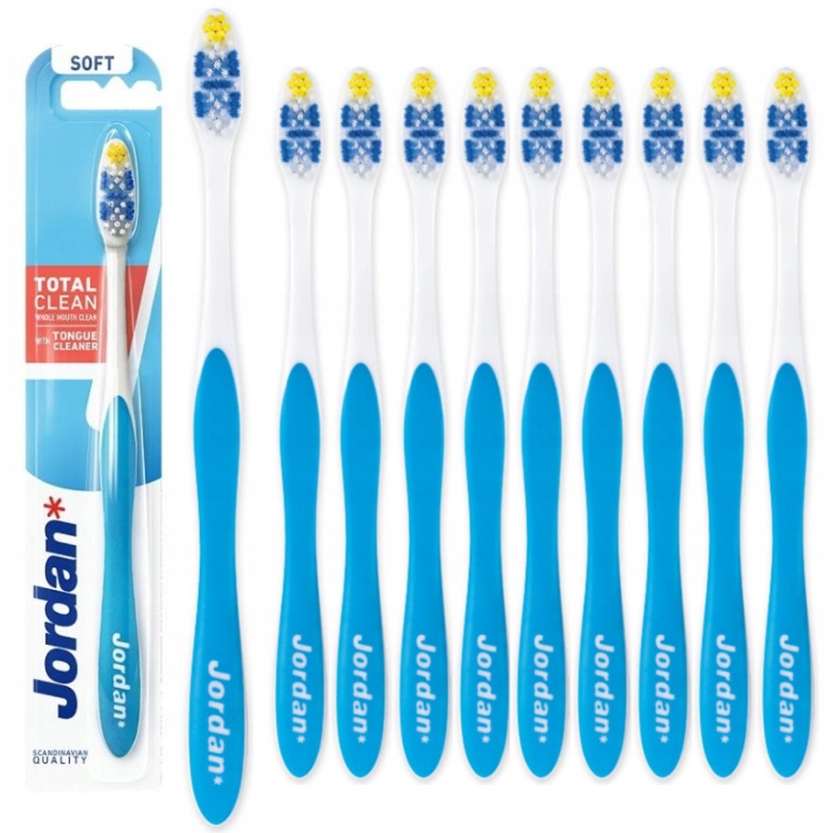 Jordan Total Clean Soft Handborstels - 10 Stuks - Zachte Borstelharen