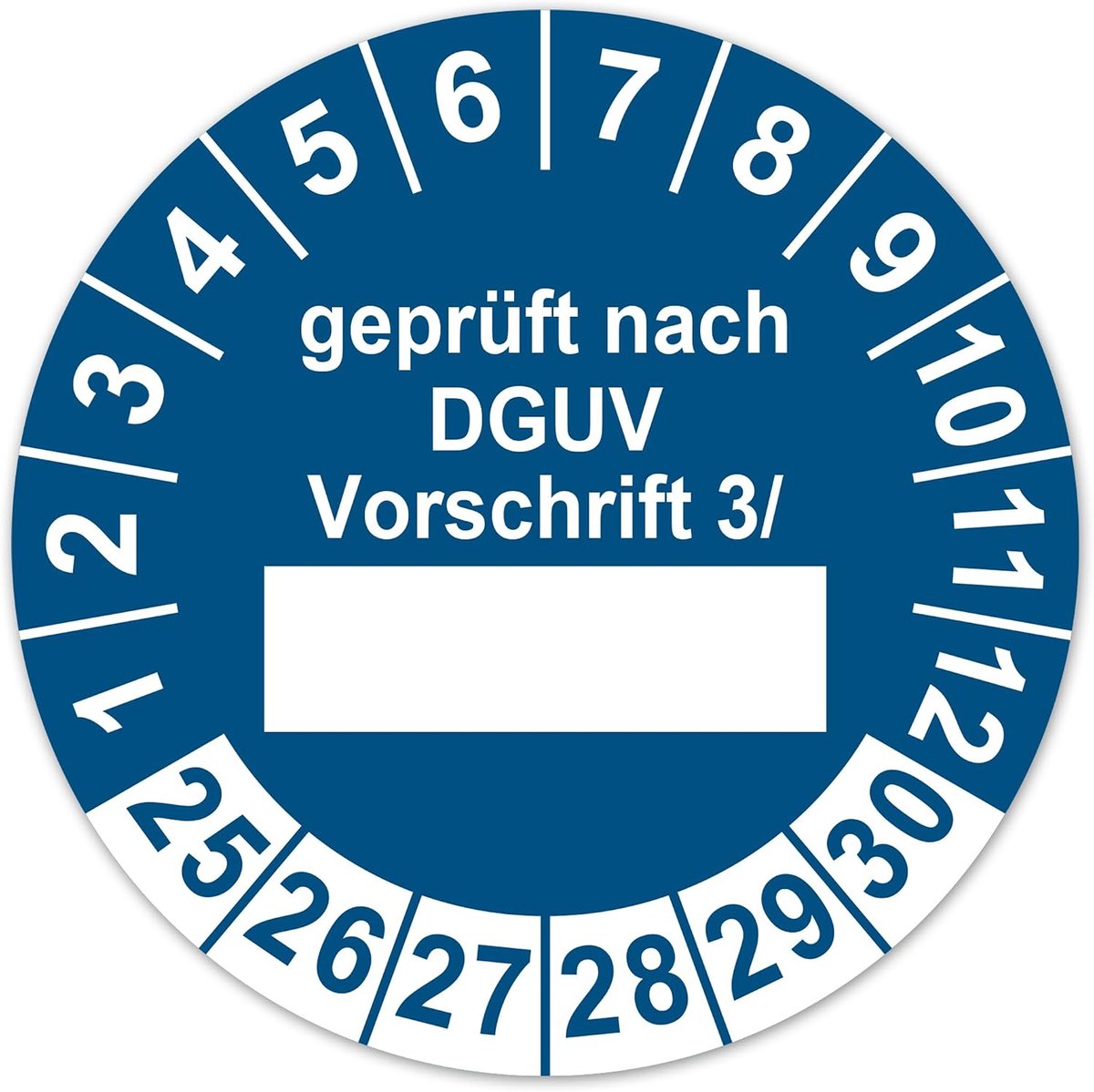 LTA015 Teststickers getest volgens DGUV voorschrift 3, met plaathouder, diameter 30 mm, teststicker 2025-2030 - ShopVlot