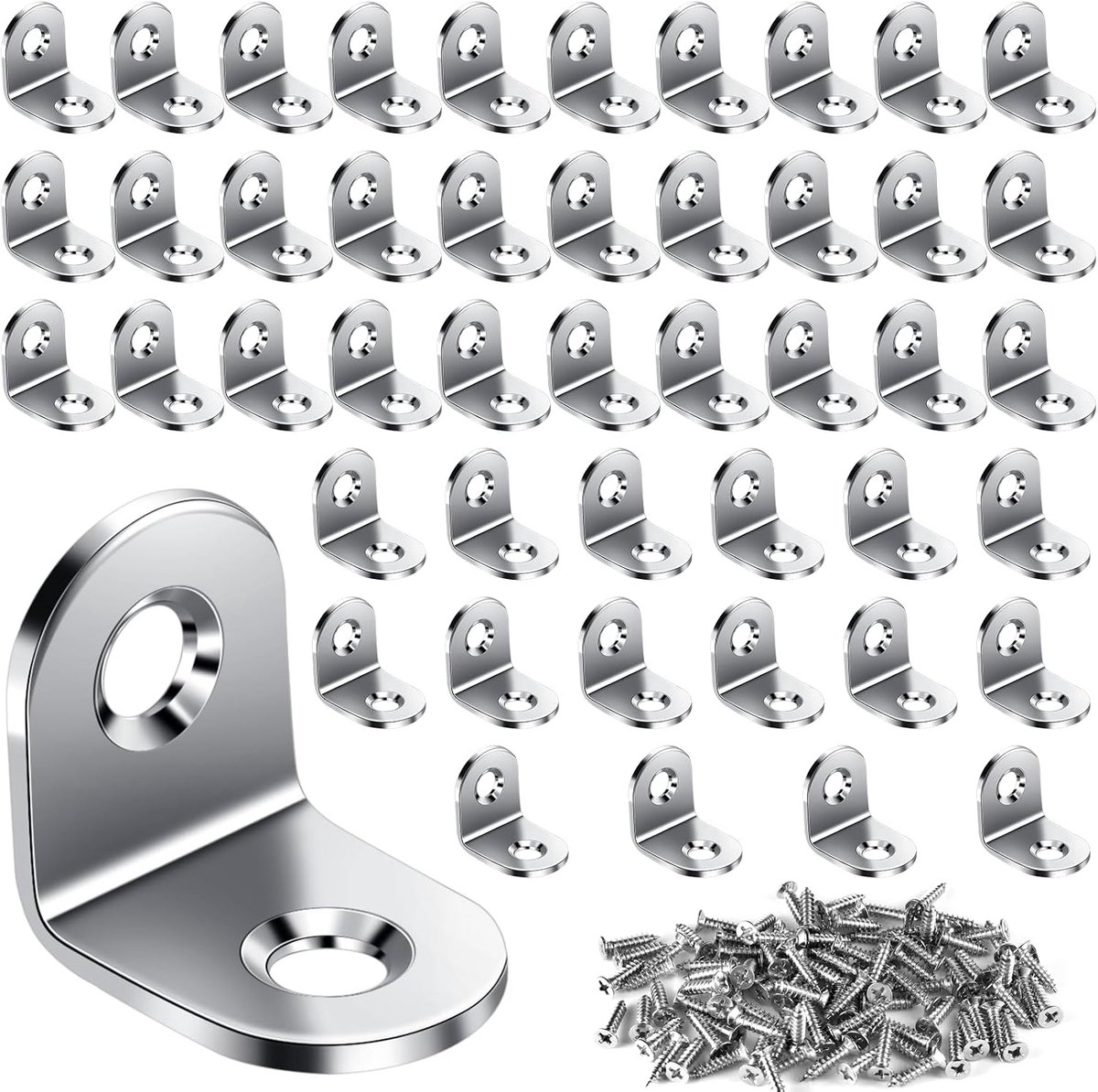 Mkitnvy 50pcs angle connector, (20mm×20mm×16mm) stainless steel corner L clamps angle angle with screws is used for - ShopVlot