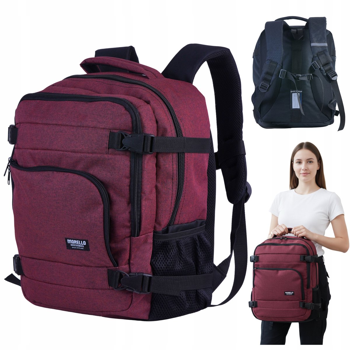 Merkloos Vliegtuig Handbagage Rugzak 40x30x20cm - Ideaal voor Ryanair