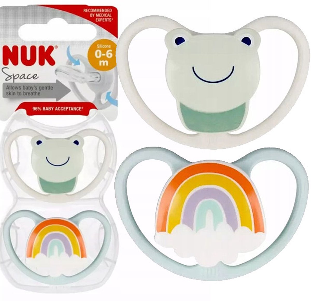 NUK Space Siliconen Speen 0-6m (2 stuks) - krachtig & comfortabel