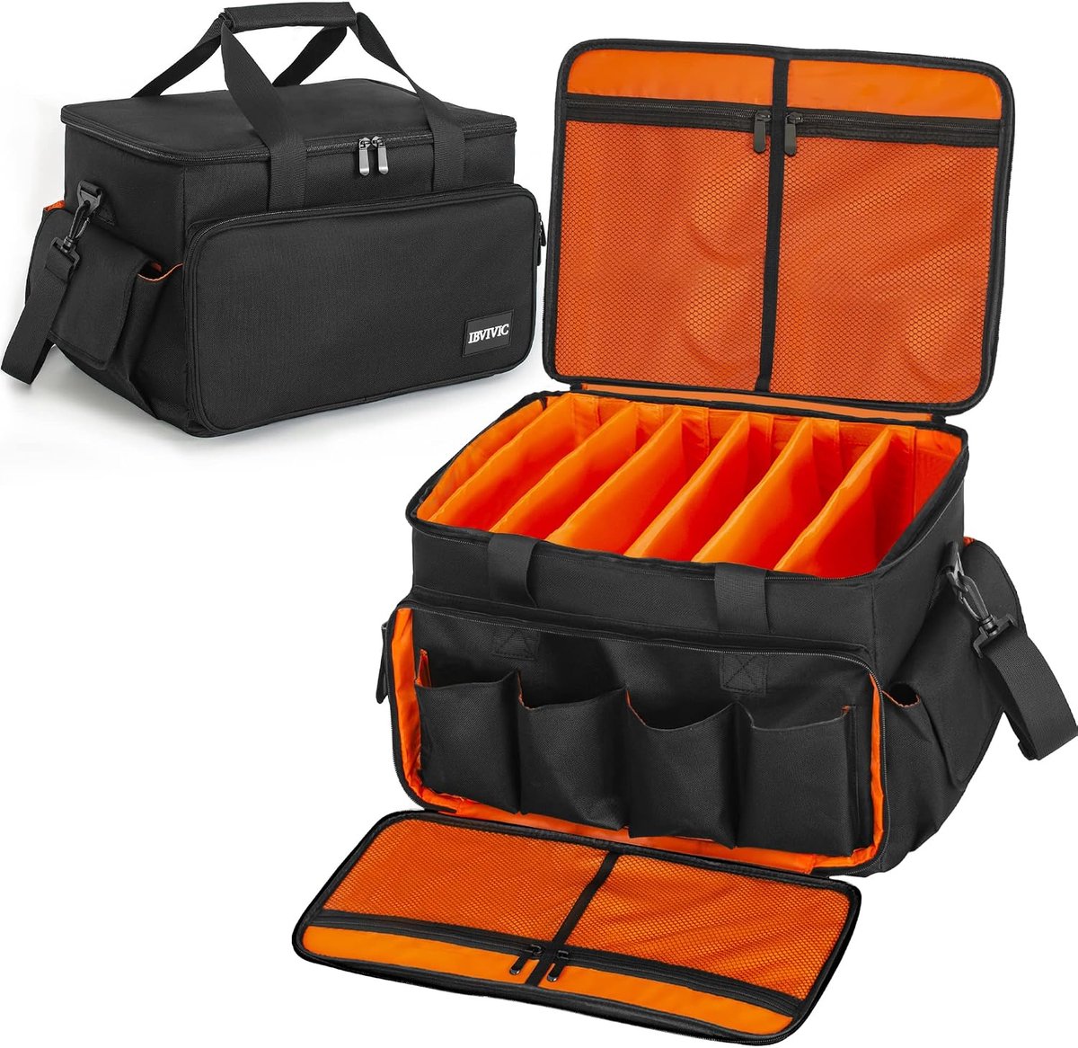 DJ Bag Cable File Bag, Adjustable Partitions and Two Separate Compartments, 30 x 20 x 20 cm, for Professional DJ - ShopVlot