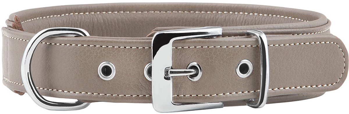 Knuffelwuff zachte echt lederen hondenhalsband Glendale steenkleurig 38-45cm, 4cm