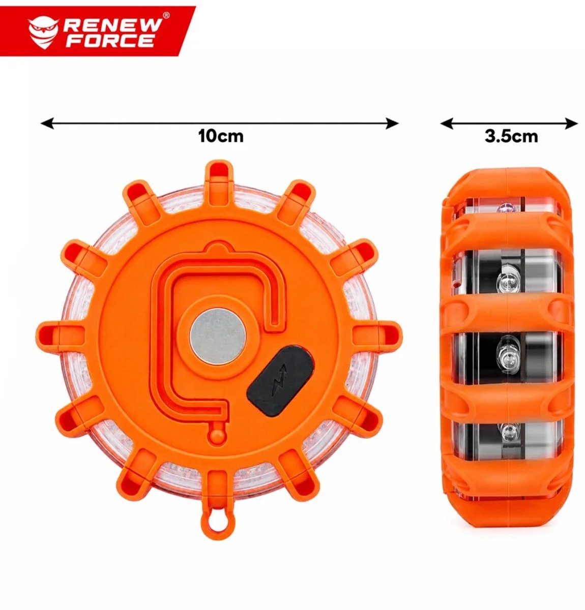 Auto of boot Alarmlichten Set - 3 Stuks - Magnetisch - USB-C Oplaadbaar - Noodpakket - Noodzwaailicht - Waarschuwingslicht - Noodverlichting Auto - Zwaailicht oranje – foto 2