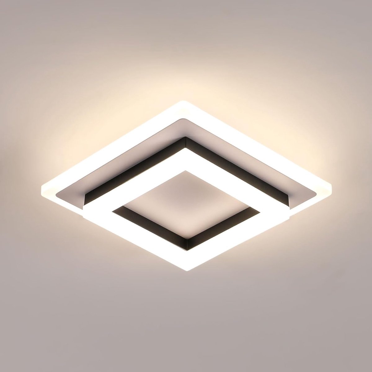 Riserva LED Plafondlamp modern minimalistisch vierkant wit‑zwart, 20cm, 24W neutraal wit 4500K, ijzer + acryl