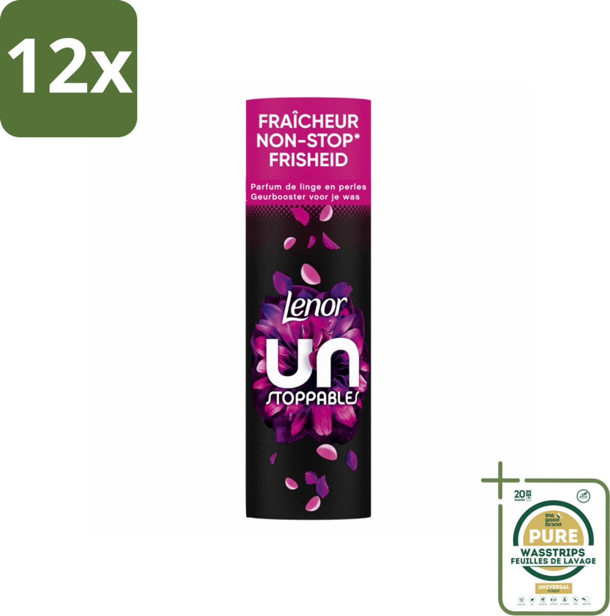 Lenor Unstoppables - Geurbooster - Bloemen Fris - Non-Stop Frisheid - 19 Wasbeurten - Voordeelverpakking - 12 stuks - Langdurige geur - Bloemengeur