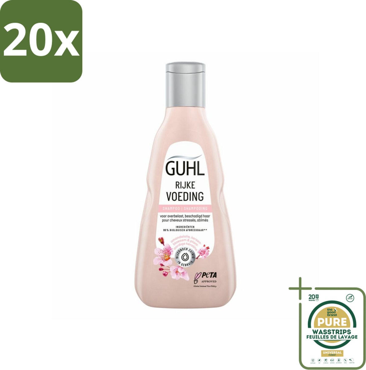 20 x Guhl - Shampoo - Rijke Voeding - 250 ml - Grootverpakking - Voedend Shampoo - Droog Haar - Uitgedroogd Haar - Herstel Haar - Amandelolie
