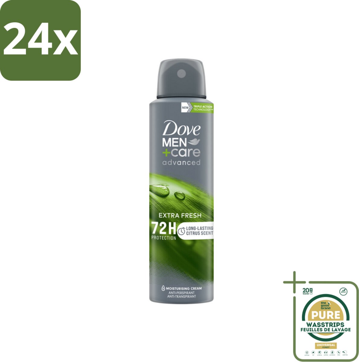Dove Men+Care Deodorant Spray - Extra Fresh - 150 ml - Voordeelverpakking - 24 stuks - Deodorant spray - Langdurige bescherming