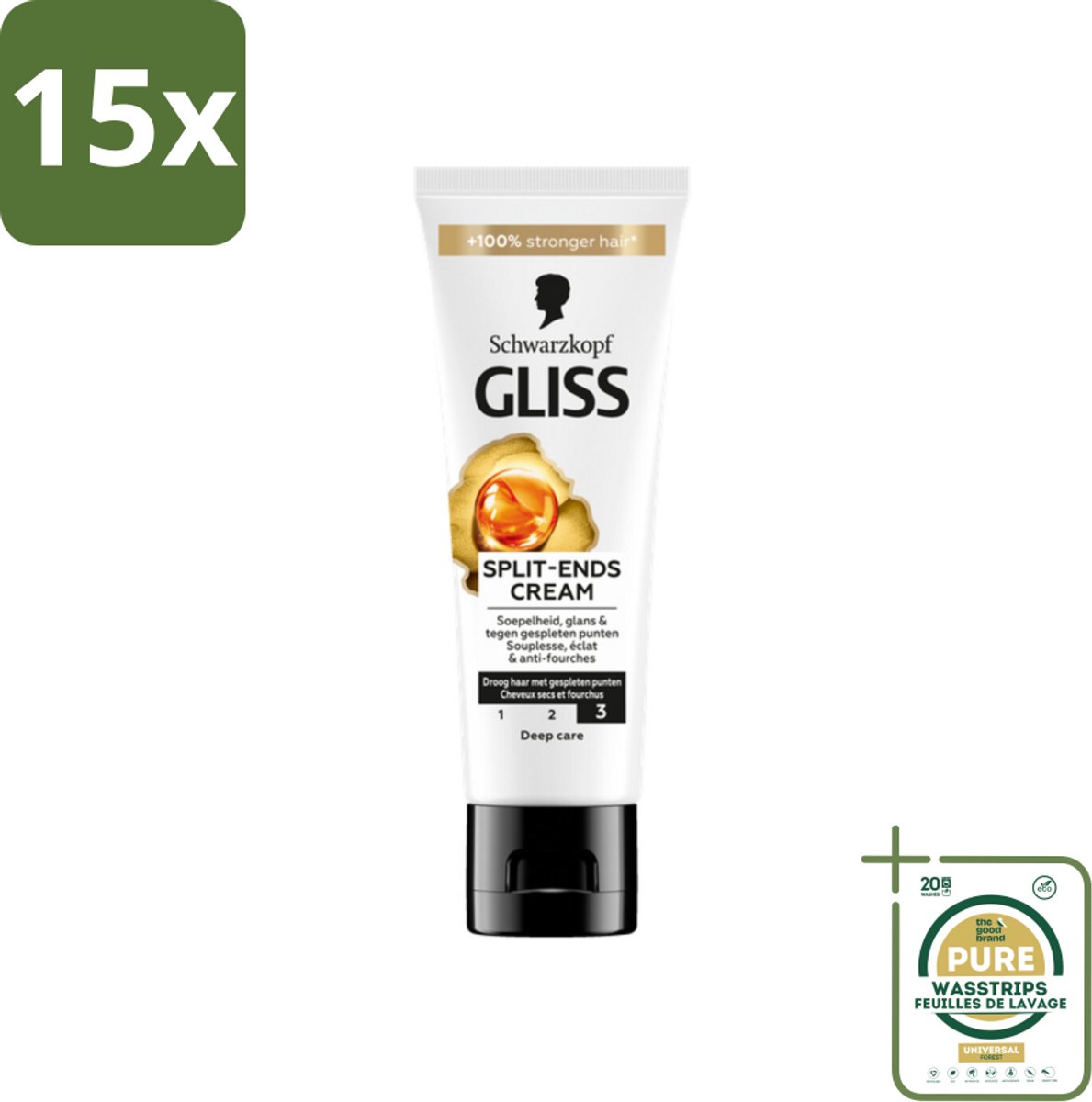 15 x Gliss - Split-Ends Cream - Tegen Gespleten Haarpunten - 50 ml - Grootverpakking - Gespleten Haarpunten - Haarverzorging - Haarbreuk - Haarstructuur - Leave-in Crème