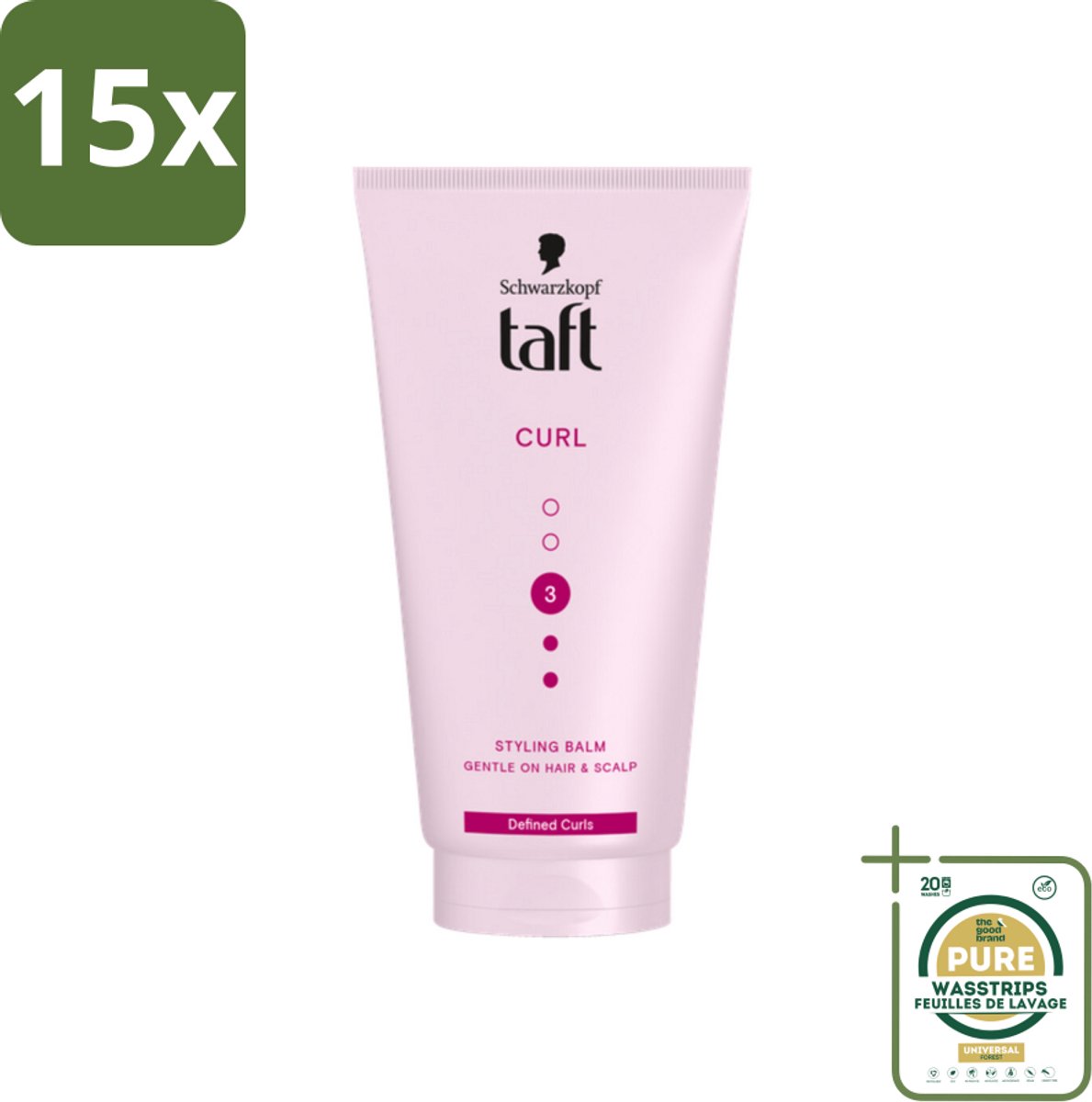 15 x Taft - Styling Balm Curl - Hold 3 - Gedefinieerde krullen - 150 ml - Grootverpakking - Krullen Definiëren - Krullen Houden - Krullen Fixeren - Anti-pluis - Shea Butter