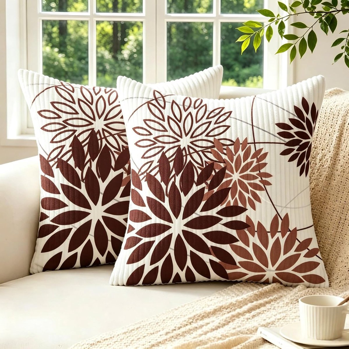 Set of 2 Corduroy Cushion Covers, 50 x 50 cm, Corduroy Cushion - ShopVlot