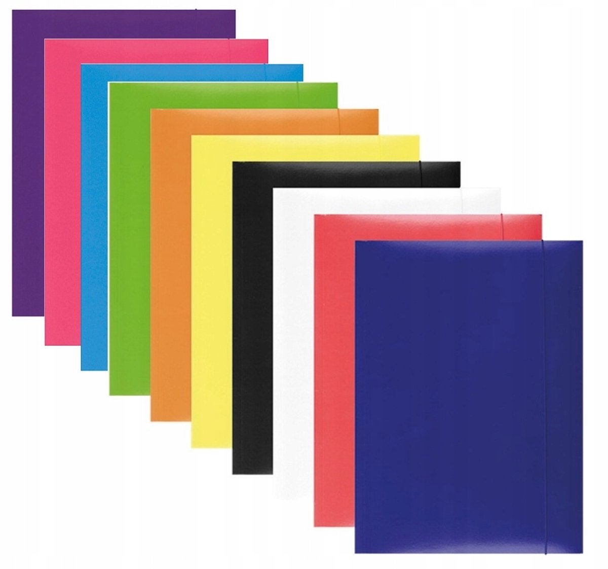 10x A4 Map met Elastiek - Mix Kleuren - 300gsm Karton