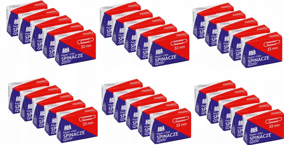 Ronde metalen paperclips 33mm, 100 stuks per doos