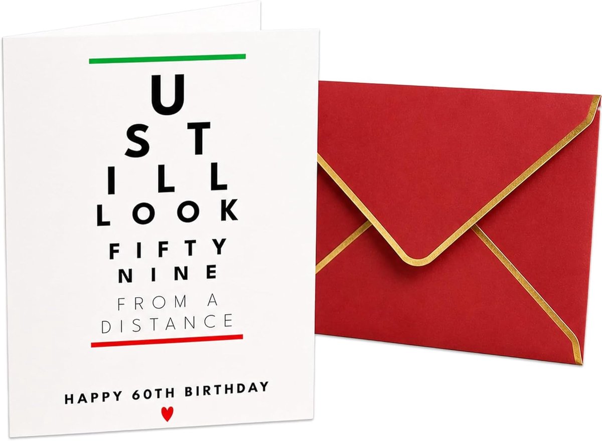 Funny 50th birthday card eye chart design, you still look 49 from a distance, humorous milestone birthday card for - ShopVlot