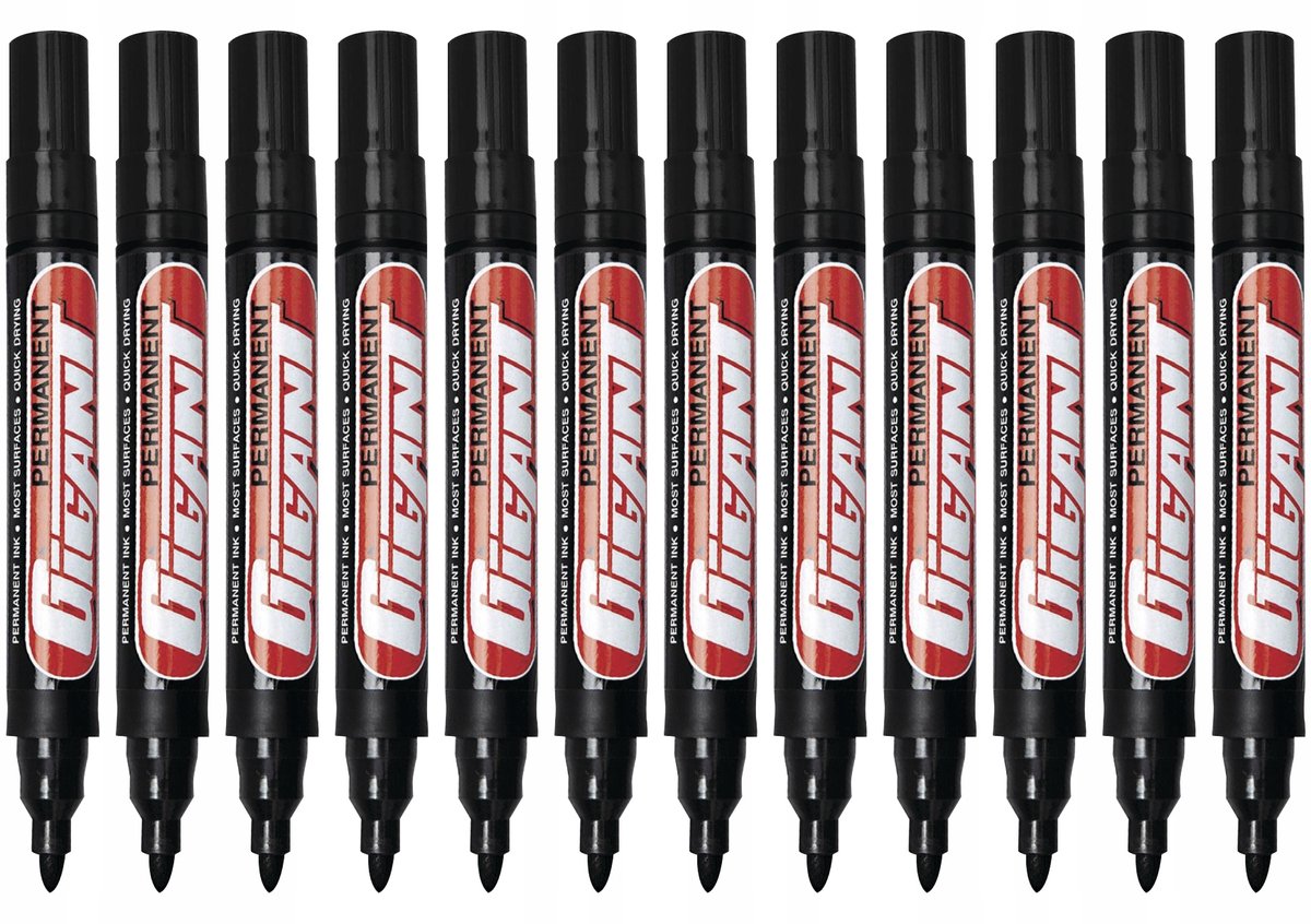 12x Zwarte Permanente Markers ROOTING - Dikke Lijn