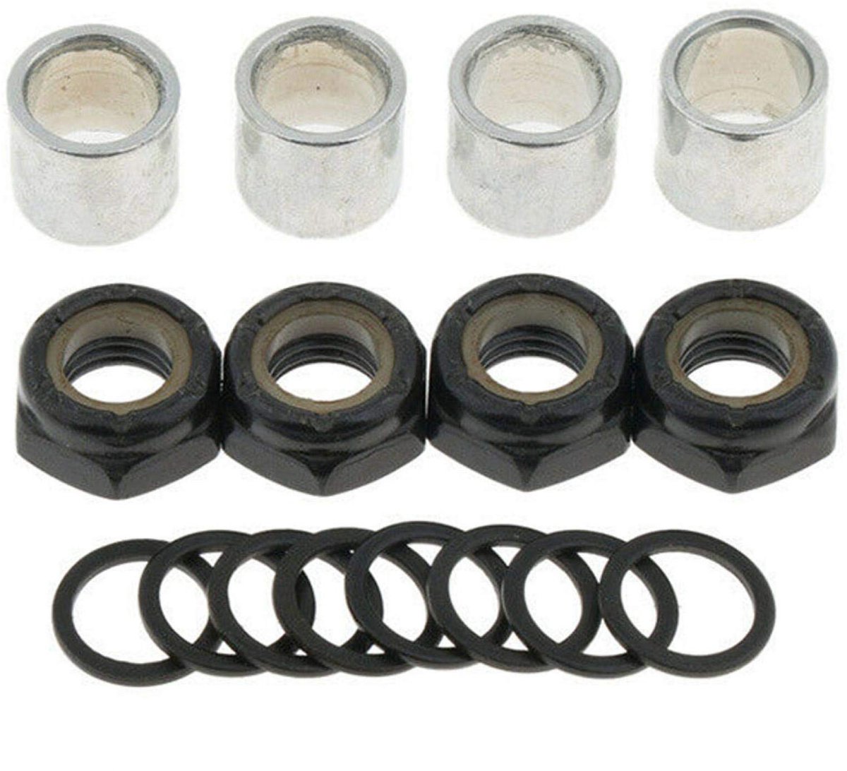 Skateboard hardware set met onderleggers afstandhouders en moeren