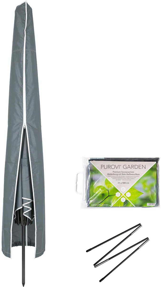 Famanu – Beschermhoes voor parasols, grijs, 35 x 180 cm