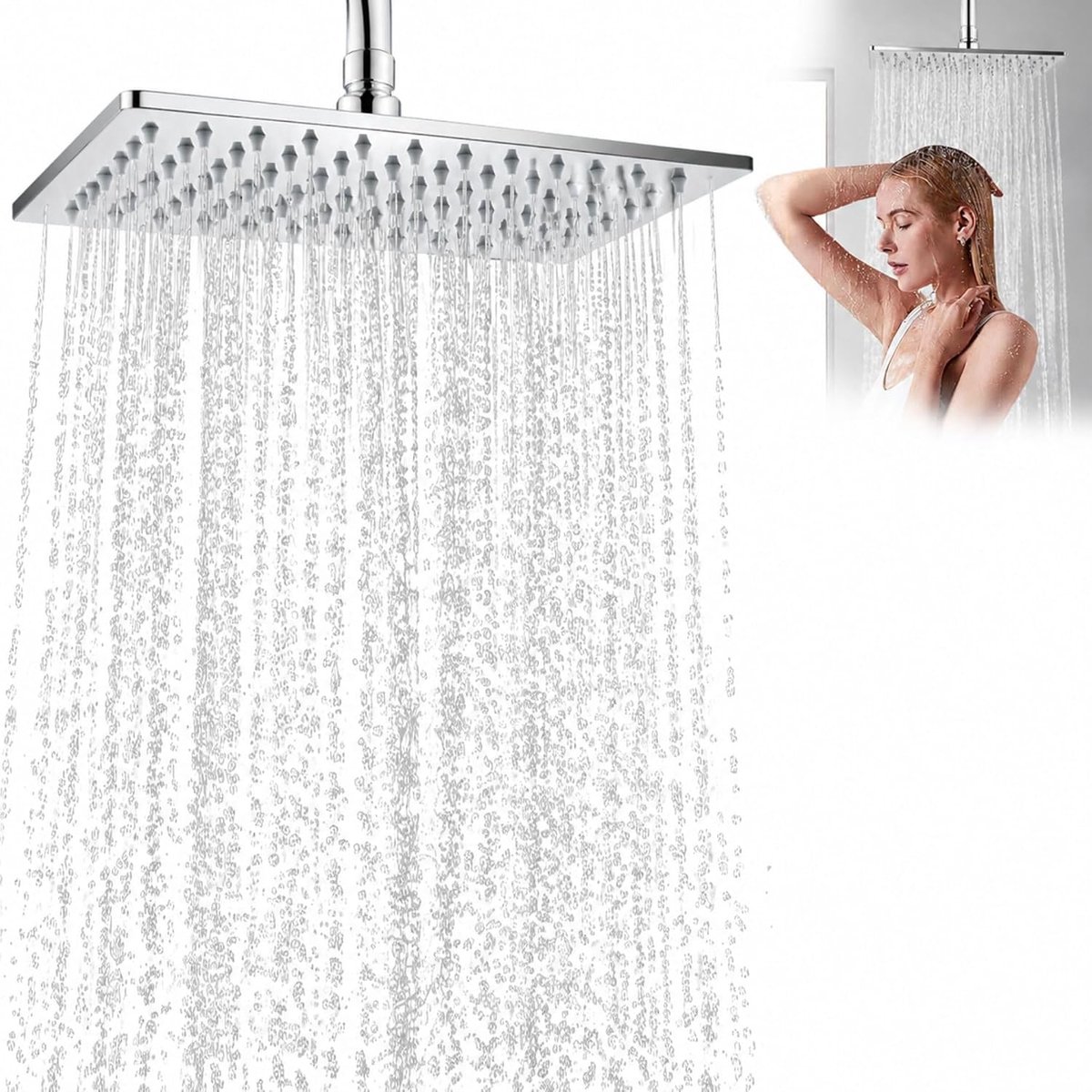 Regendouchekop 20 cm - Vaste douchekop - Anti-kalk sproeiers - Ontspannende douche-ervaring - ShopVlot