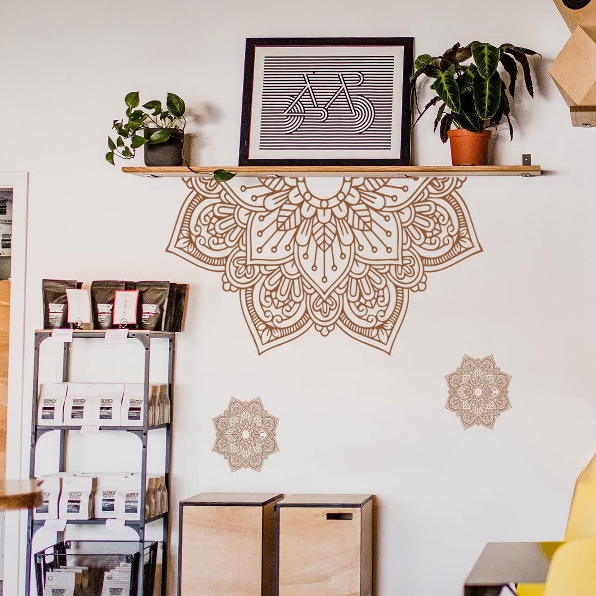 Wandsticker Mandala Groot - Set van 3 - Zelfklevend - Voor woonkamer en yoga studio - ShopVlot