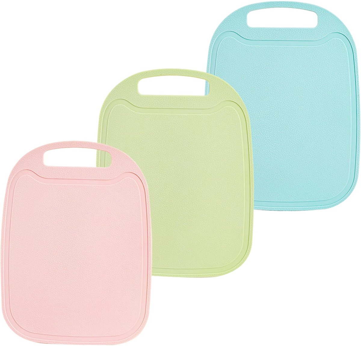 Ontbijtplankjes kunststof 25 x 18 cm - snijplankset - machinewasbaar - antislip met handgrepen - ShopVlot