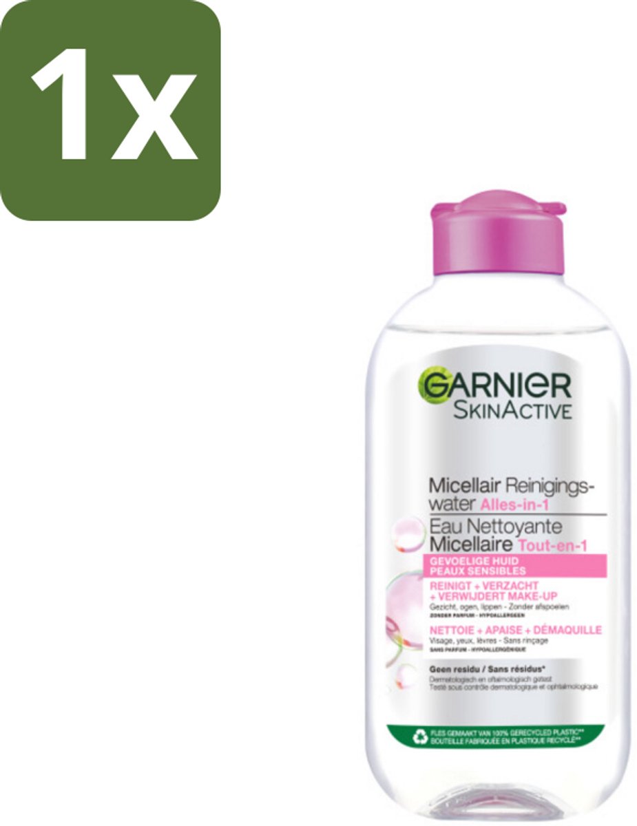 1 x Garnier - SkinActive - Micellair Water - Gevoelige Huid - Gezichtsreiniger - 200 ml - Gevoelige Huid - Gezichtsreiniger - Micellair Water - Make-up Verwijderen - Huid Reinigen