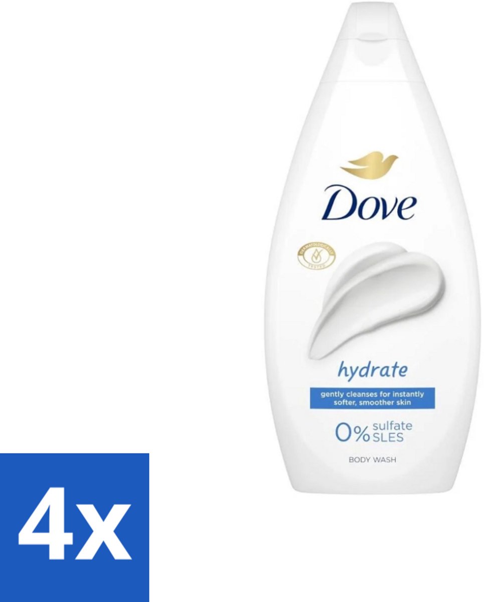 4 x Dove Douchecrème - Hydrate - 450 ml - Douchegel - Dove - Hydraterende Douche - Zachte Huid - Droge Huid
