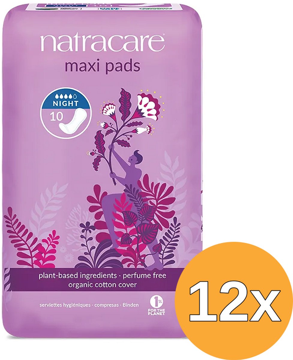 12x Natracare Maandverband nacht (10 stuks)