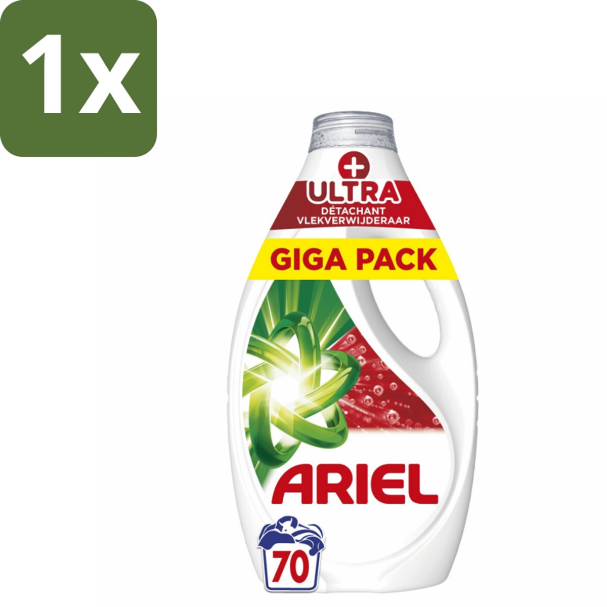 1 x Ariel - Vloeibaar Wasmiddel - +Ultra Vlekverwijderaar - 70 Wasbeurten - 3150 ml - Vlekverwijderaar - Vloeibaar Wasmiddel - Hardnekkige Vlekken - Ingedroogde Vlekken - Koude Was