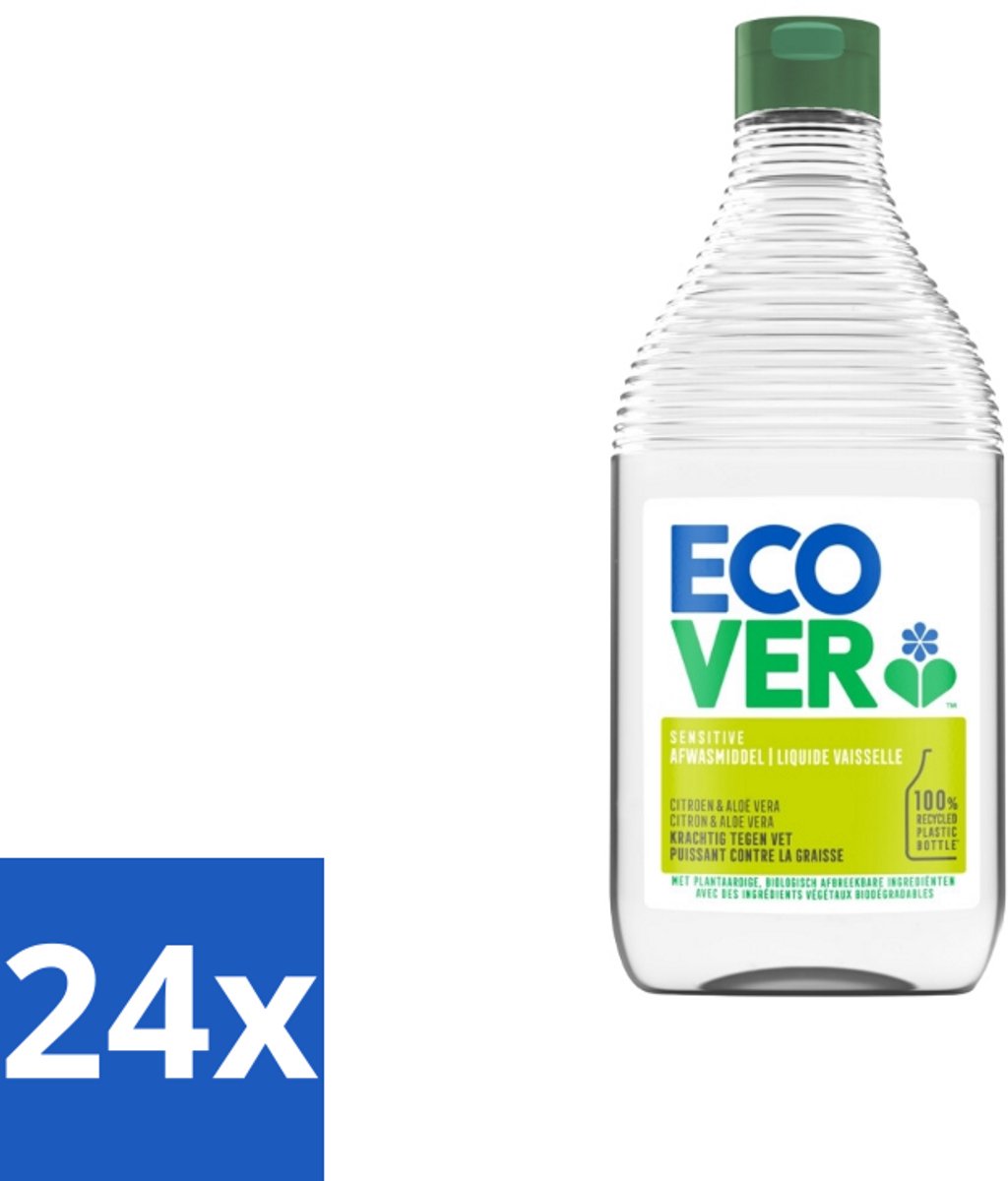 24 x Ecover - Afwasmiddel - Citroen & Aloë Vera - 450 ml - Afwasmiddel - Citroen - Aloë Vera - Biologisch Afbreekbaar - Milieuvriendelijk