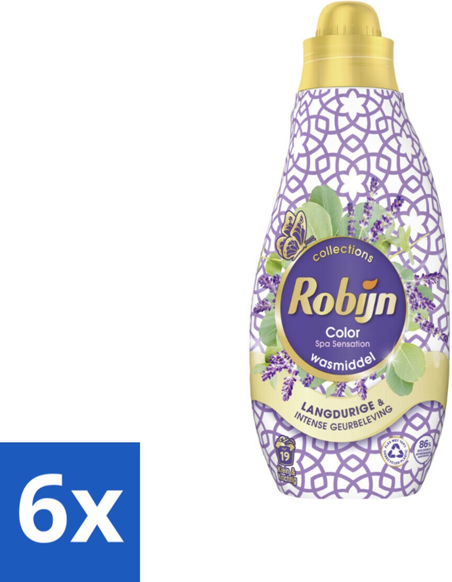 6 x Robijn - Klein & Krachtig Spa Sensation - Vloeibaar Wasmiddel - 19 Wasbeurten - 665 ml - Wasmiddel - Vloeibaar Wasmiddel - Gekleurde Was - Wasverzachter - Wasparfum