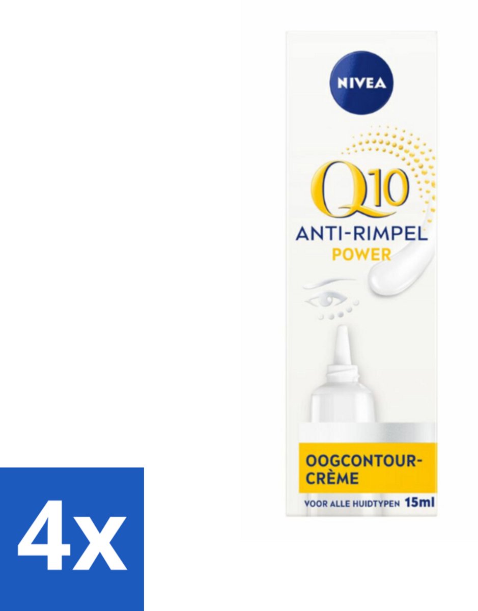 4 x NIVEA - Oogcrème - Q10 POWER - Tegen donkere kringen & rimpels - Voor alle huidtypen - Met Q10 & Creatine - 15 ml - NIVEA Oogcrème - Oogcontourcrème - Donkere Kringen - Wallen - Rimpels