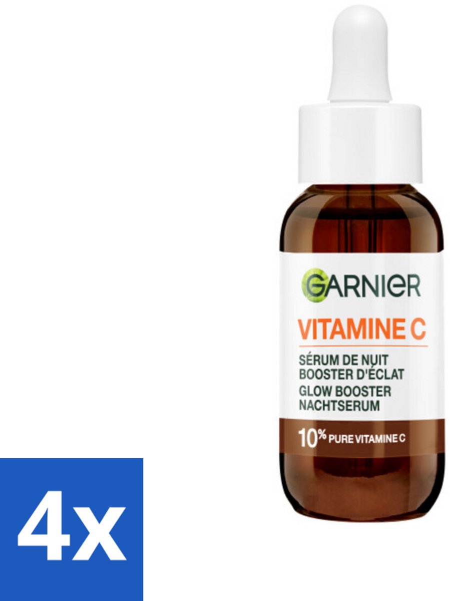 4 x Garnier - SkinActive - Nachtserum - Anti-Pigmentvlekken - 10% Vitamine C & Hyaluronzuur - 30 ml - Nachtcreme - Vitamine C Serum - Anti Pigmentvlekken - Hyaluronzuur - Anti-rimpel Serum
