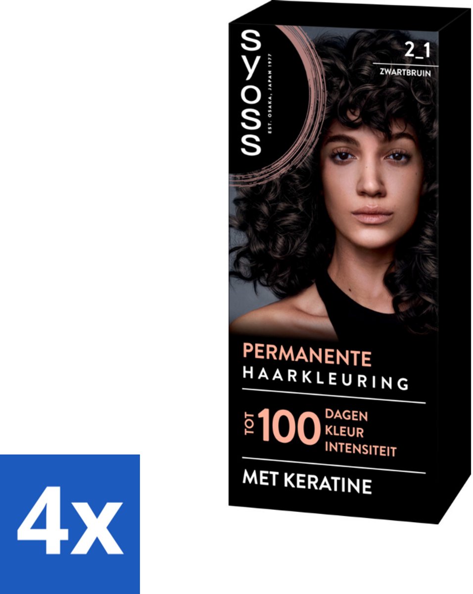 4 x SYOSS - Coloration 2-1 Zwartbruin - Haarverf - Grijsdekking - Vermindert Haarbreuk - Permanente Haarkleuring - Haarkleur - Grijsdekking - Keratine - Haarkleuring Thuis