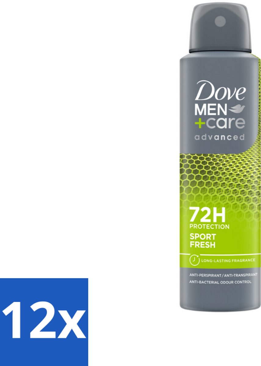 12 x Dove Men+Care Deodorant Spray - Sport Fresh - 150 ml - Deodorant - Anti-transpirant - Mannen - Sport - Frisheid
