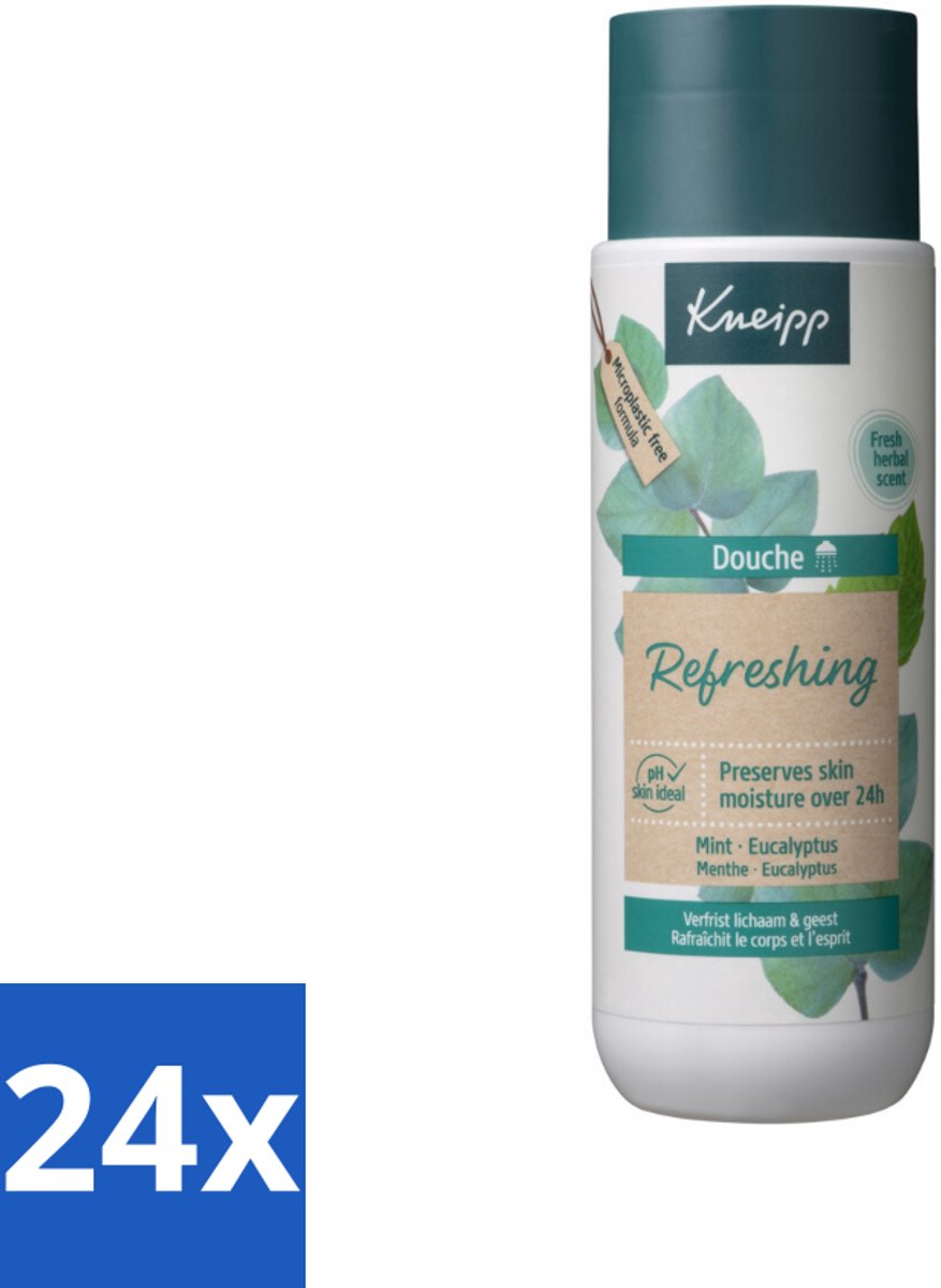 24 x Kneipp - Douchegel - Refreshing - Mint Eucalyptus - 200 ml - Douchegel - Verfrissend - Eucalyptus - Mint - Natuurlijke Oliën