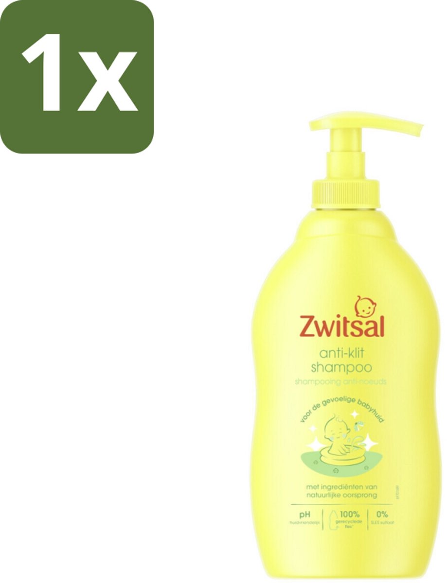 1 x Zwitsal - Anti-Klit Shampoo - Voor Makkelijk Doorkambaar Haar - 400 ml - Baby Shampoo - Anti Klit Shampoo - Klitvrije Babyhaar - Zachte Babyhaartjes - Kokosolie Shampoo